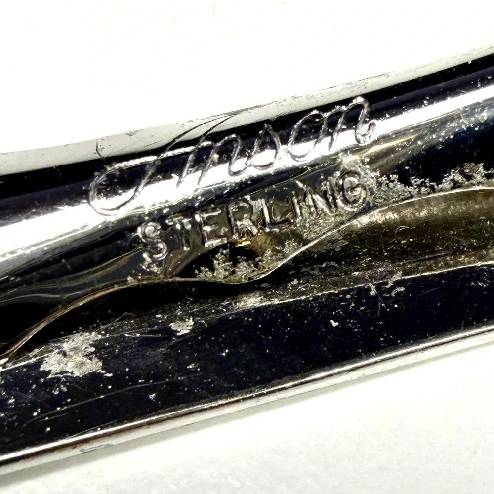 Vintage Anson Sterling Silver Tie Clip Bar Engraved Scroll Wave Design MCM 8.28g